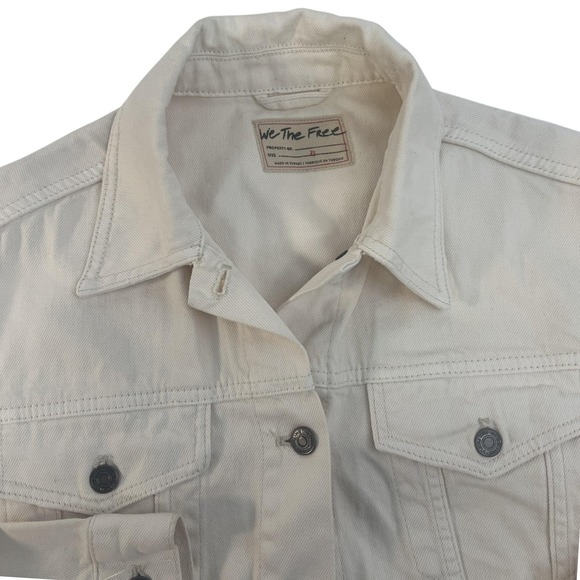 We The Free Jean Jacket Free People ‎ Womens XS Cream Denim Trucker Button Front - Picture 4 of 15